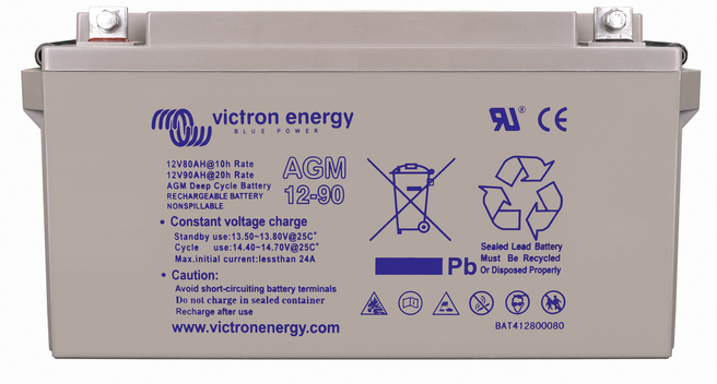 Victron Energy 12V 90Ah AGM Deep Cycle Leisure Battery BAT412800084 